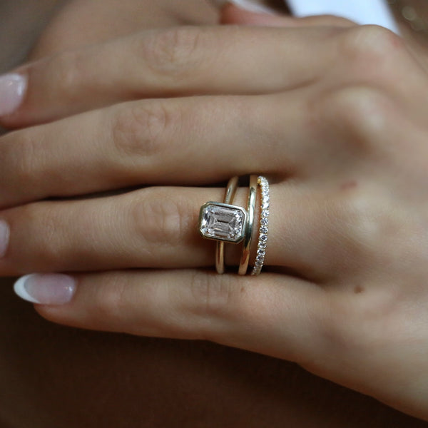 14k Yellow Gold Custom Three Stone Emerald And Diamond Engagement Ring  #103528 - Seattle Bellevue | Joseph Jewelry